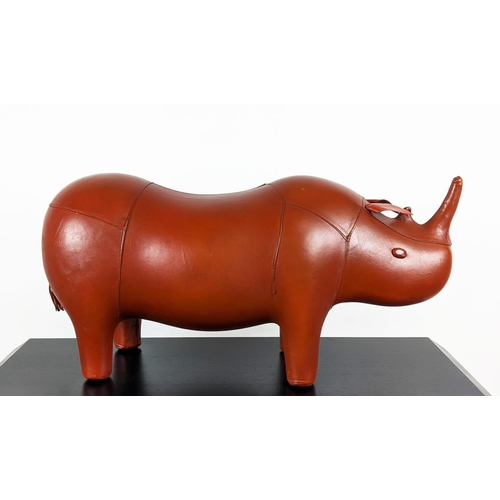 161 - RHINOCEROS FOOTSTOOL, tan finish, 80cm x 25cm x 40cm approx.