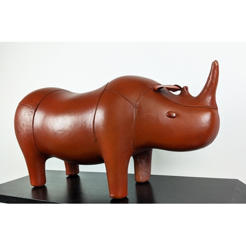 161 - RHINOCEROS FOOTSTOOL, tan finish, 80cm x 25cm x 40cm approx.