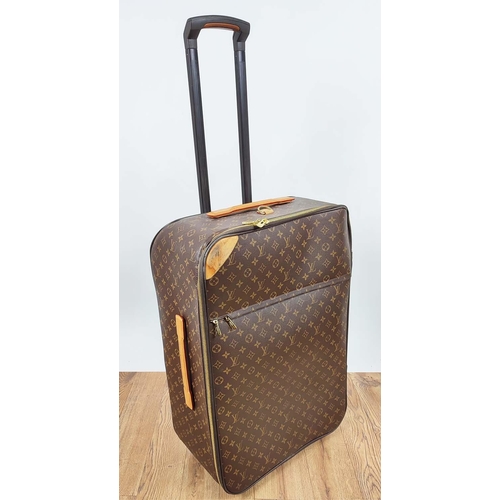 170 - LOUIS VUITTON PEGASE TROLLEY, monogram coated canvas with leather side and top handles, top ring for... 