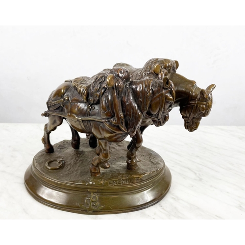 27 - EMMANUEL FREMIET (1824-1910), bronze, the 'Halake Horses', 21cm L x 30cm H.