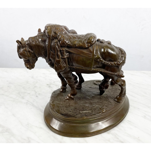 27 - EMMANUEL FREMIET (1824-1910), bronze, the 'Halake Horses', 21cm L x 30cm H.