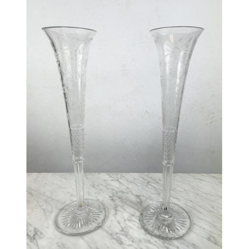 29 - WILLIAM YEOWARD, Gloriana lily vases, a pair, etched glass, stamp to base, 48cm H. (2)