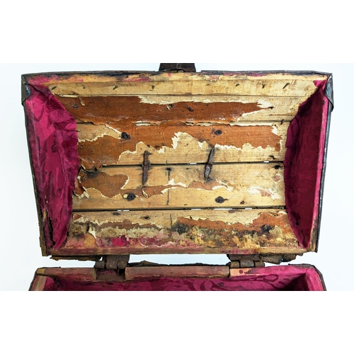35 - DIMINUTIVE CASKET, 16th/17th Century, probably Spanish, the domed lid enclosing single storage secti... 