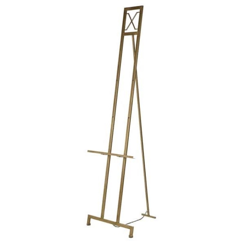 444 - DISPLAY EASELS, a pair, 178cm high, 50cm wide, 52cm deep, gilt metal. (2)