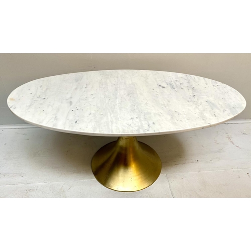 448 - LOW TABLE, 44cm high, 100cm wide, 56cm deep, marble top, gilt metal base.