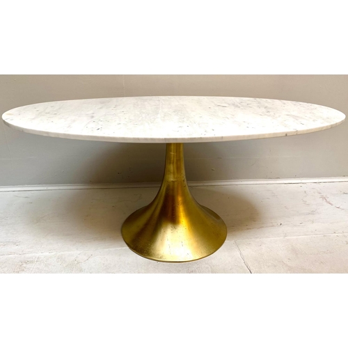 448 - LOW TABLE, 44cm high, 100cm wide, 56cm deep, marble top, gilt metal base.