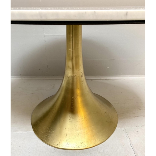 448 - LOW TABLE, 44cm high, 100cm wide, 56cm deep, marble top, gilt metal base.