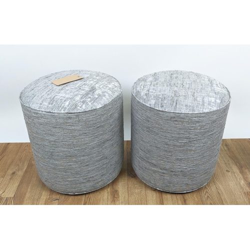 470 - SIDE STOOLS, a pair, grey fabric finish, 45cm x 50cm. (2)