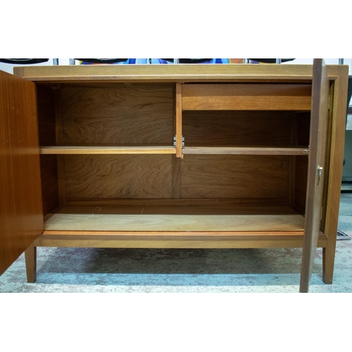 494 - GORDON RUSSELL HELIX SIDEBOARD, 89cm H x 123cm H x 47cm D, walnut with two incised doors, enclosing ... 