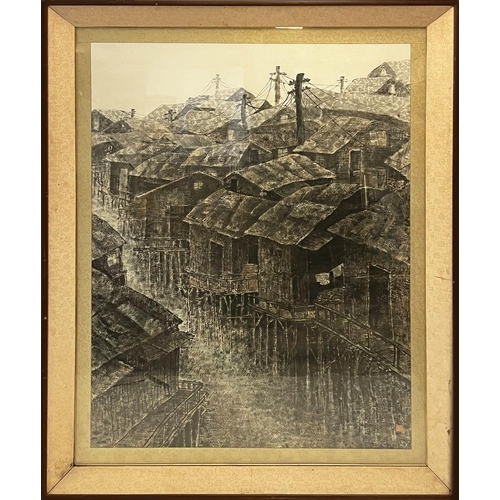 74 - 20TH CENTURY CHINESE SCHOOL 'Ancient Town, possibly Fenghuang', ink and watercolour on paper, seal s... 
