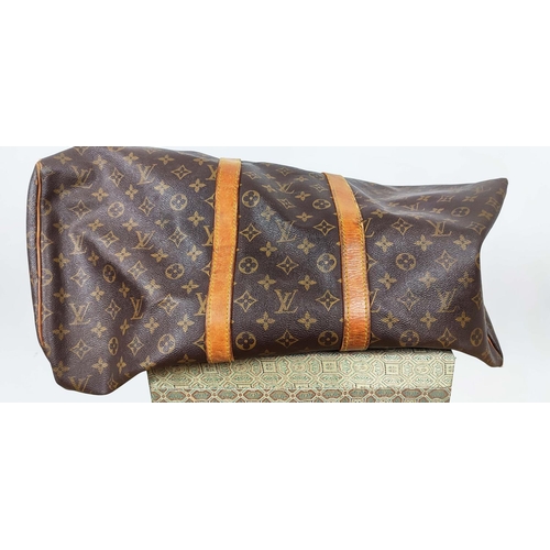 168 - LOUIS VUITTON KEEPALL 55, monogram coated canvas with leather handles and all around trims, padlock,... 