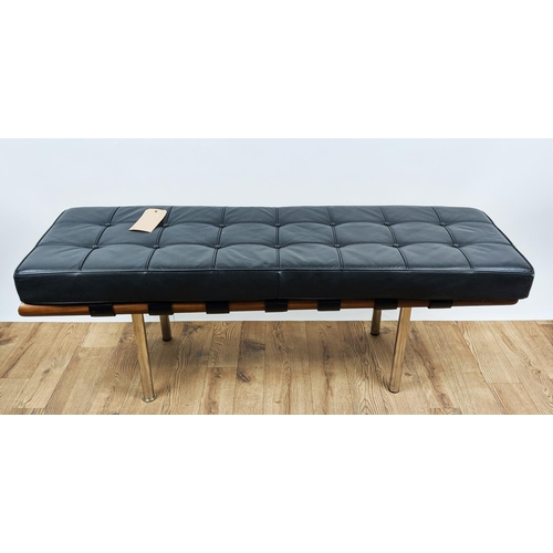 466 - LUDWIG MIES VAN DER ROHE INSPIRED BENCH, 47cm high, 134cm wide, 43cm deep