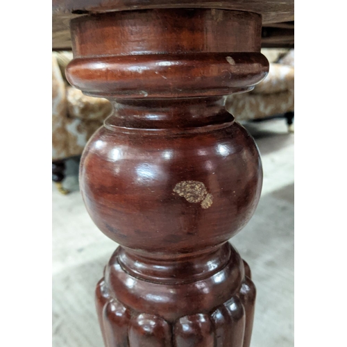 471 - EXTENDABLE DINING TABLE, walnut with inlay decoration, four leaves on reeded supports with castors, ... 