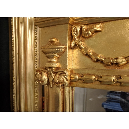 476 - OVERMANTLE WALL MIRROR, gilt frame, bevelled plate, 145cm x 150cm.