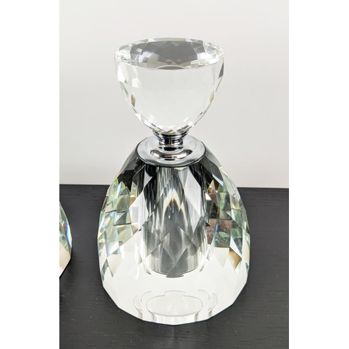 482 - PERFUME BOTTLES, a pair, cut glass, 22cm H each. (2)