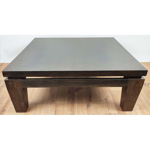 343 - LOW TABLE, dark wood construction, 85cm x 85cm x 36.5cm.