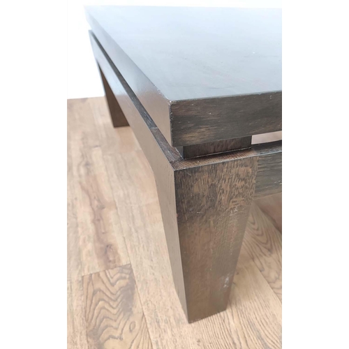 343 - LOW TABLE, dark wood construction, 85cm x 85cm x 36.5cm.