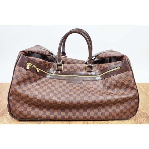 166 - LOUIS VUITTON DAMIER EBENE EOLE 60 ROLLING DUFFLE, coated canvas with leather handles, trims and top... 