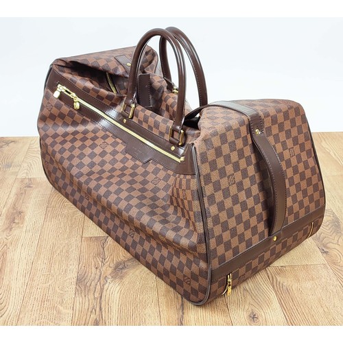 166 - LOUIS VUITTON DAMIER EBENE EOLE 60 ROLLING DUFFLE, coated canvas with leather handles, trims and top... 