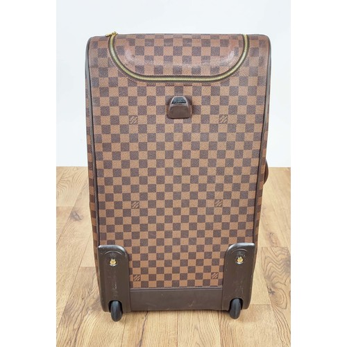 166 - LOUIS VUITTON DAMIER EBENE EOLE 60 ROLLING DUFFLE, coated canvas with leather handles, trims and top... 