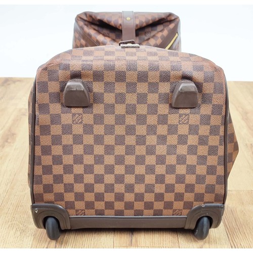 166 - LOUIS VUITTON DAMIER EBENE EOLE 60 ROLLING DUFFLE, coated canvas with leather handles, trims and top... 