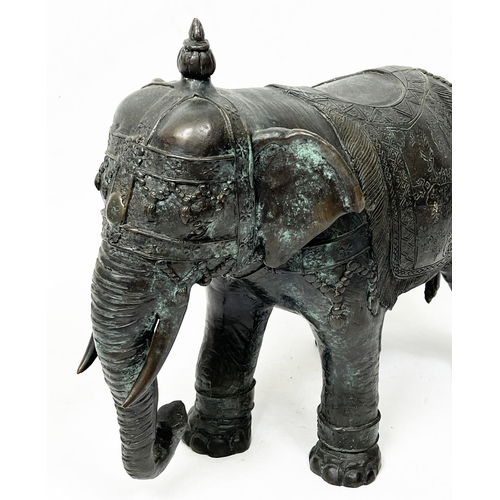 41 - BRONZE INDIAN ELEPHANT, 45cm x 36cm H.