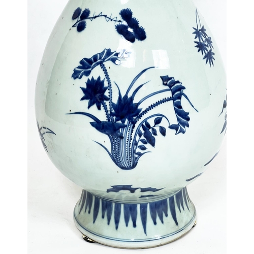 46 - CHINESE BOTTLE VASE, decorated with foliate sprigs, 57cm H.