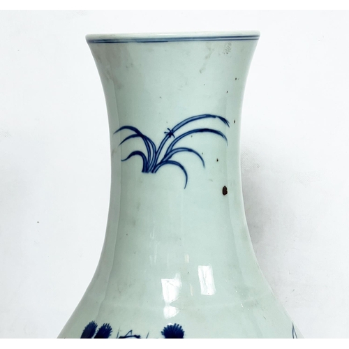 46 - CHINESE BOTTLE VASE, decorated with foliate sprigs, 57cm H.