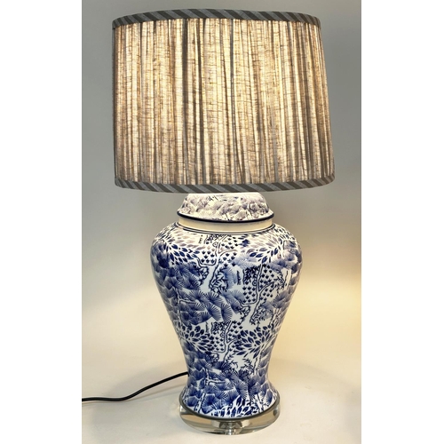 108 - TABLE LAMPS, a pair, Chinese 'La Foret' blue and white ceramic table lamp, of lidded vase form (with... 