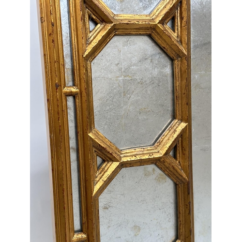 112 - WALL MIRROR, Italian giltwood rectangular with laid silver leaf mirror, octagonal and marginal plate... 