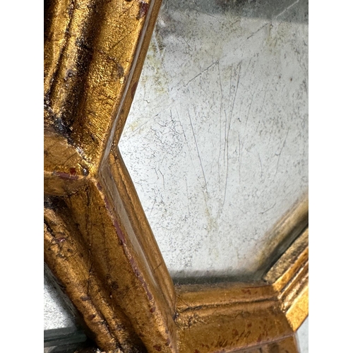 112 - WALL MIRROR, Italian giltwood rectangular with laid silver leaf mirror, octagonal and marginal plate... 