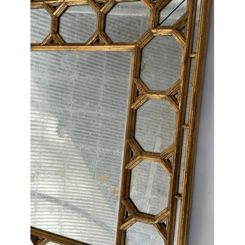 112 - WALL MIRROR, Italian giltwood rectangular with laid silver leaf mirror, octagonal and marginal plate... 