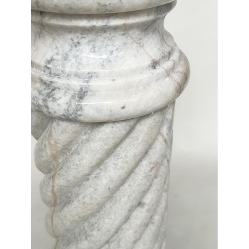 114 - MARBLE COLUMN, antique figured marble with spiral twist column and stepped circular plinth and friez... 