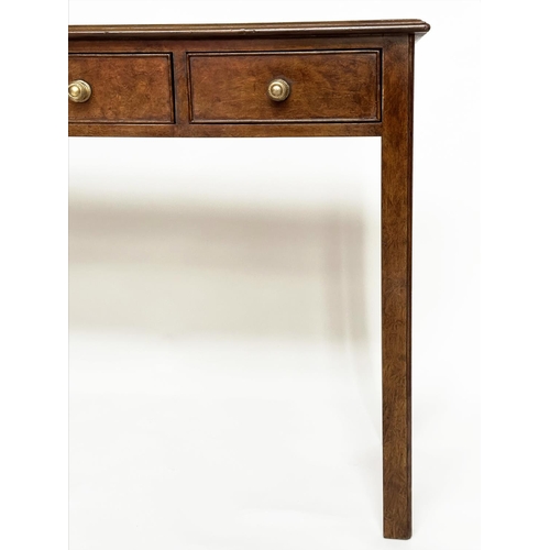 115 - HALL TABLE, George III design burr walnut and crossbanded with five frieze drawers, 153cm W x 77cm H... 