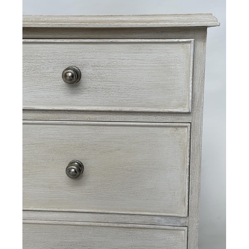 133 - LOW CHEST, Georgian style grey painted with seven drawers and bracket supports, 180cm x 47cm D x 70c... 