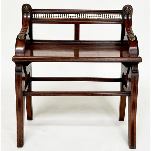 141 - JAS SHOOLBRED AND CO HALL SEAT, 19th century walnut and brass mounted fully stamped with registratio... 