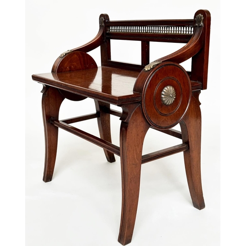 141 - JAS SHOOLBRED AND CO HALL SEAT, 19th century walnut and brass mounted fully stamped with registratio... 