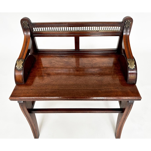 141 - JAS SHOOLBRED AND CO HALL SEAT, 19th century walnut and brass mounted fully stamped with registratio... 