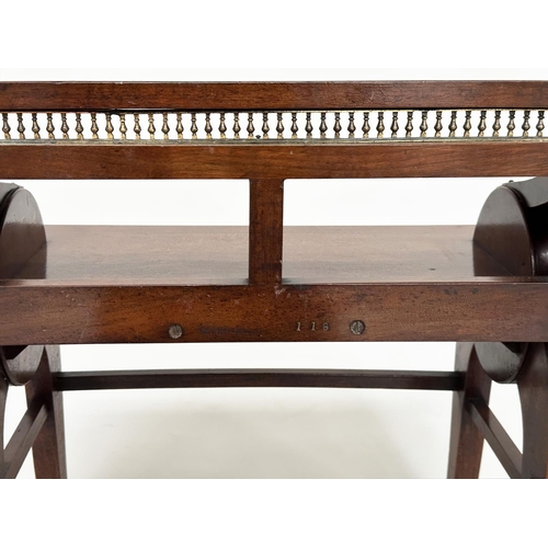 141 - JAS SHOOLBRED AND CO HALL SEAT, 19th century walnut and brass mounted fully stamped with registratio... 