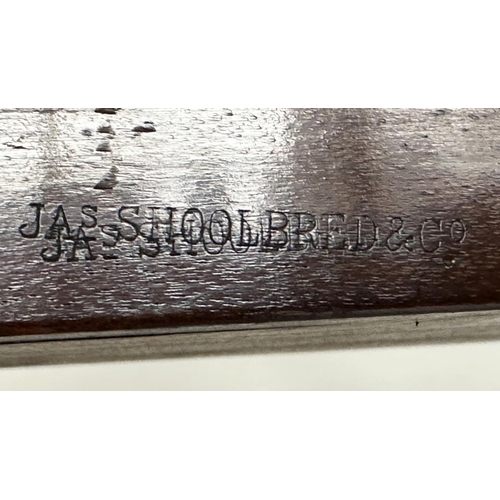 141 - JAS SHOOLBRED AND CO HALL SEAT, 19th century walnut and brass mounted fully stamped with registratio... 