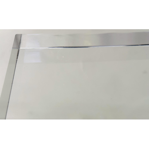 144 - LUCITE LOW TABLE, rectangular on x form conforming base, 120cm x 60cm x 48cm H.