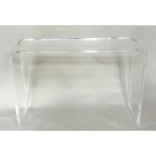 148 - LUCITE CONSOLE TABLE, single piece lucite arched rectangular, 108cm x 32cm x 73cm H.