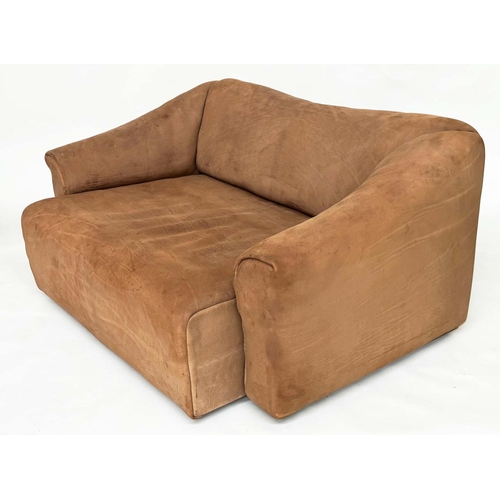 149 - DE SEDE SOFA DS47, vintage two seater with grained natural hide leather with extending seat, 130cm x... 