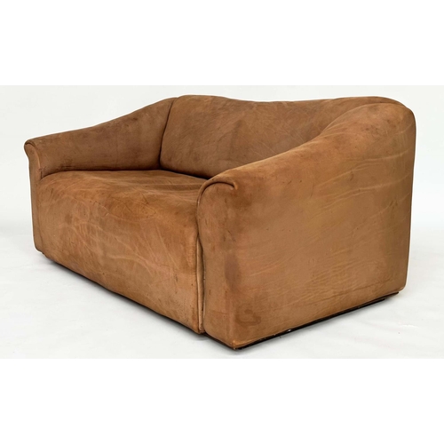 149 - DE SEDE SOFA DS47, vintage two seater with grained natural hide leather with extending seat, 130cm x... 