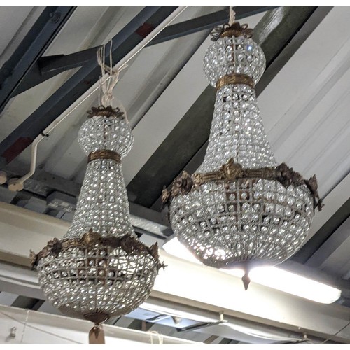 480 - BAG CHANDELIERS, a pair, French Empire style, 80cm drop each. (2)