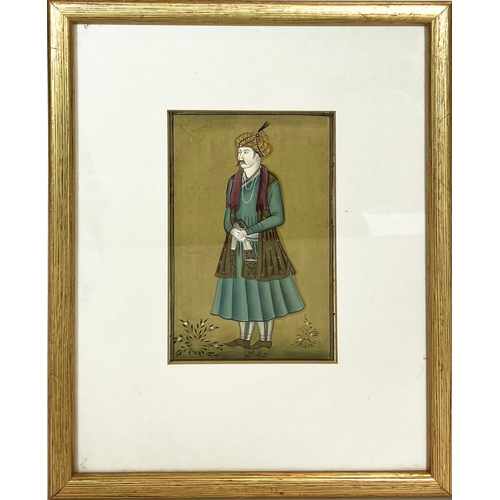 58 - MUGHAL SCHOOL, 'The emperor Humayun', gouache and gilt, 13.5cm x 8cm, framed.