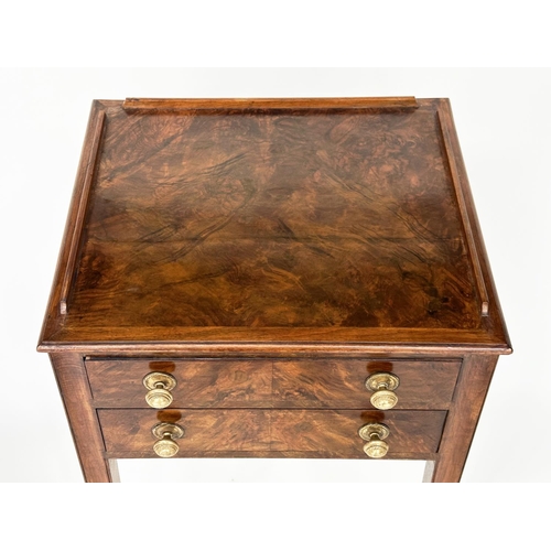 127 - LAMP TABLES, a pair, George III design burr walnut with crossbanded top and two drawers, 41cm H x 41... 