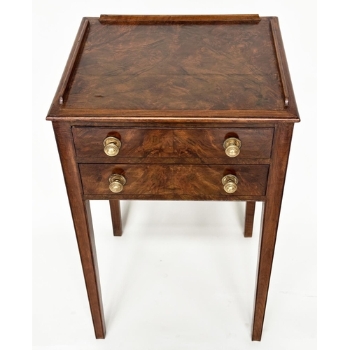 127 - LAMP TABLES, a pair, George III design burr walnut with crossbanded top and two drawers, 41cm H x 41... 