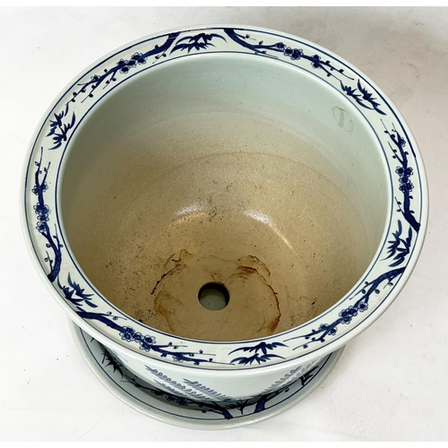 45 - CHINESE BLUE AND WHITE JARDINIERE, with tray, 36cm x 48cm D.