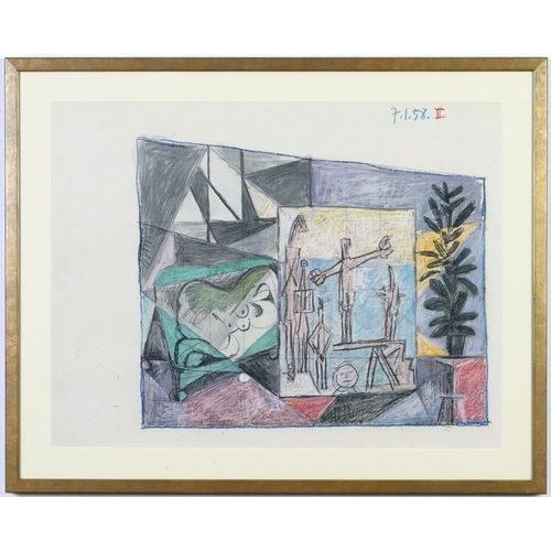 524 - PABLO PICASSO, 7.1358 II, off set lithograph, suite: La chute d'Icare, 1972, Skira, 50cm x 65.5cm.